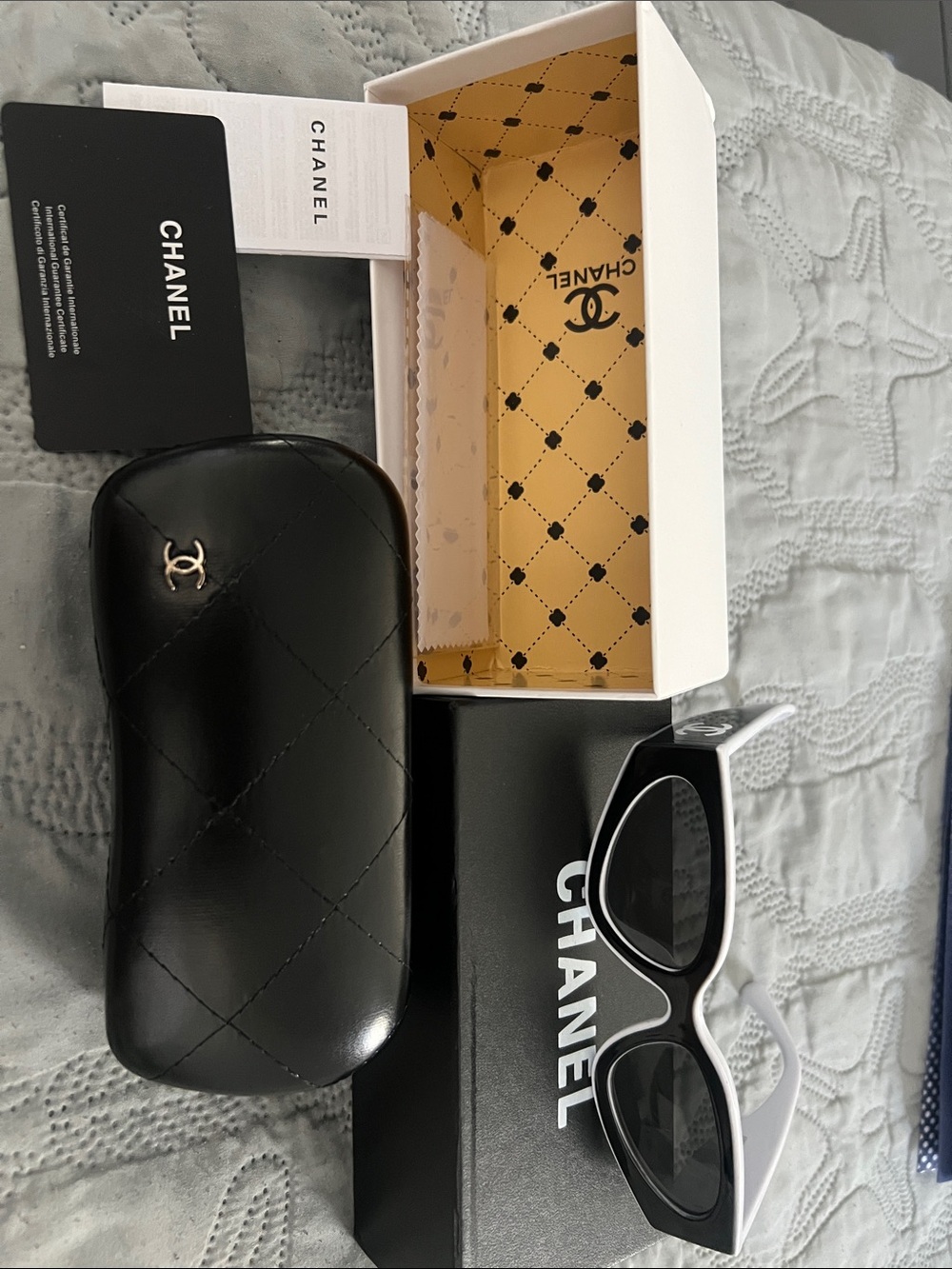Chanel Black and White Cat-Eye Sunglasses